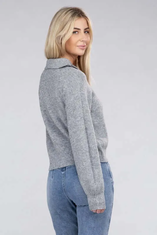 Easy-Wear Half-Zip Pullover Sweater