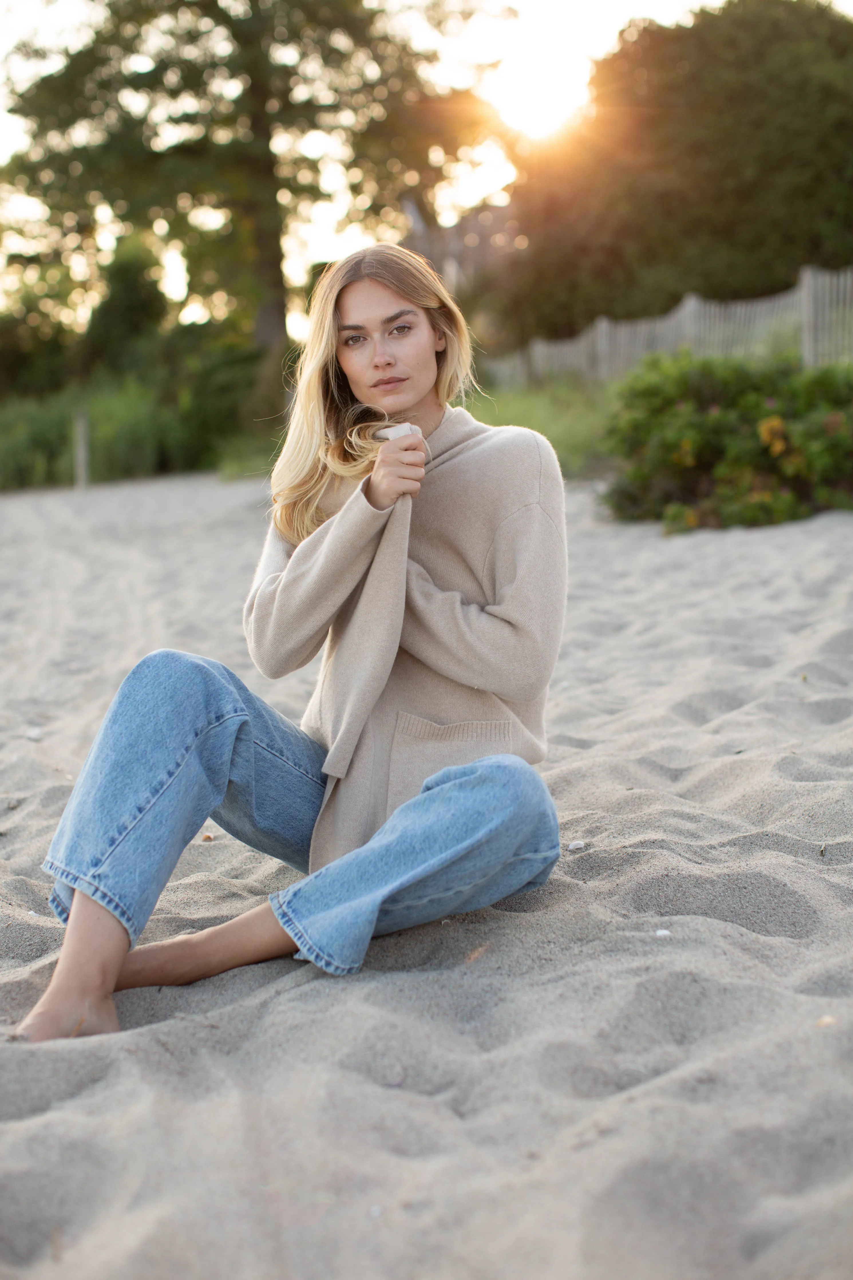 Eliza Cashmere Wrap - Oatmeal
