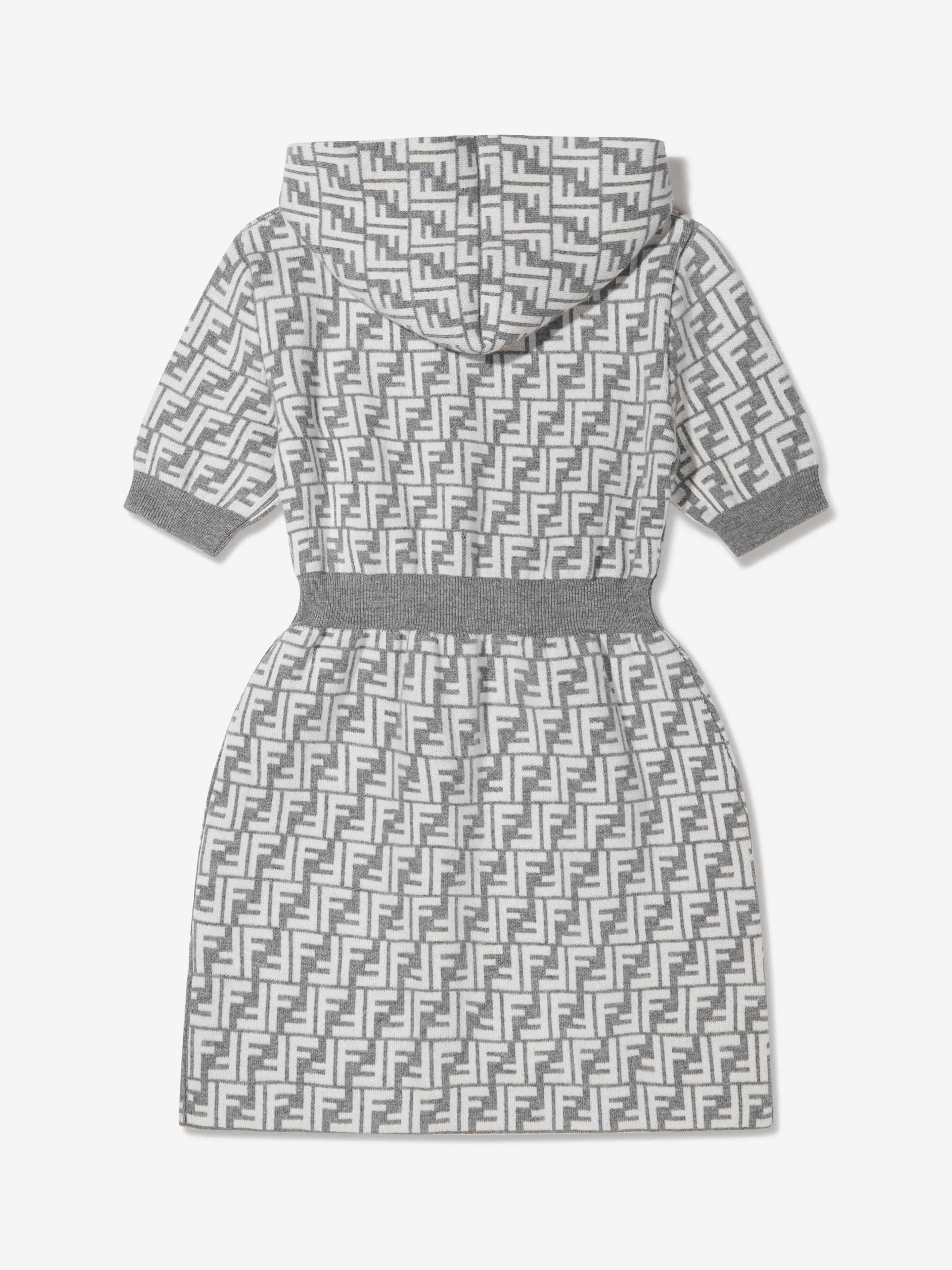 Fendi Girls Cashmere Hooded FF Dress