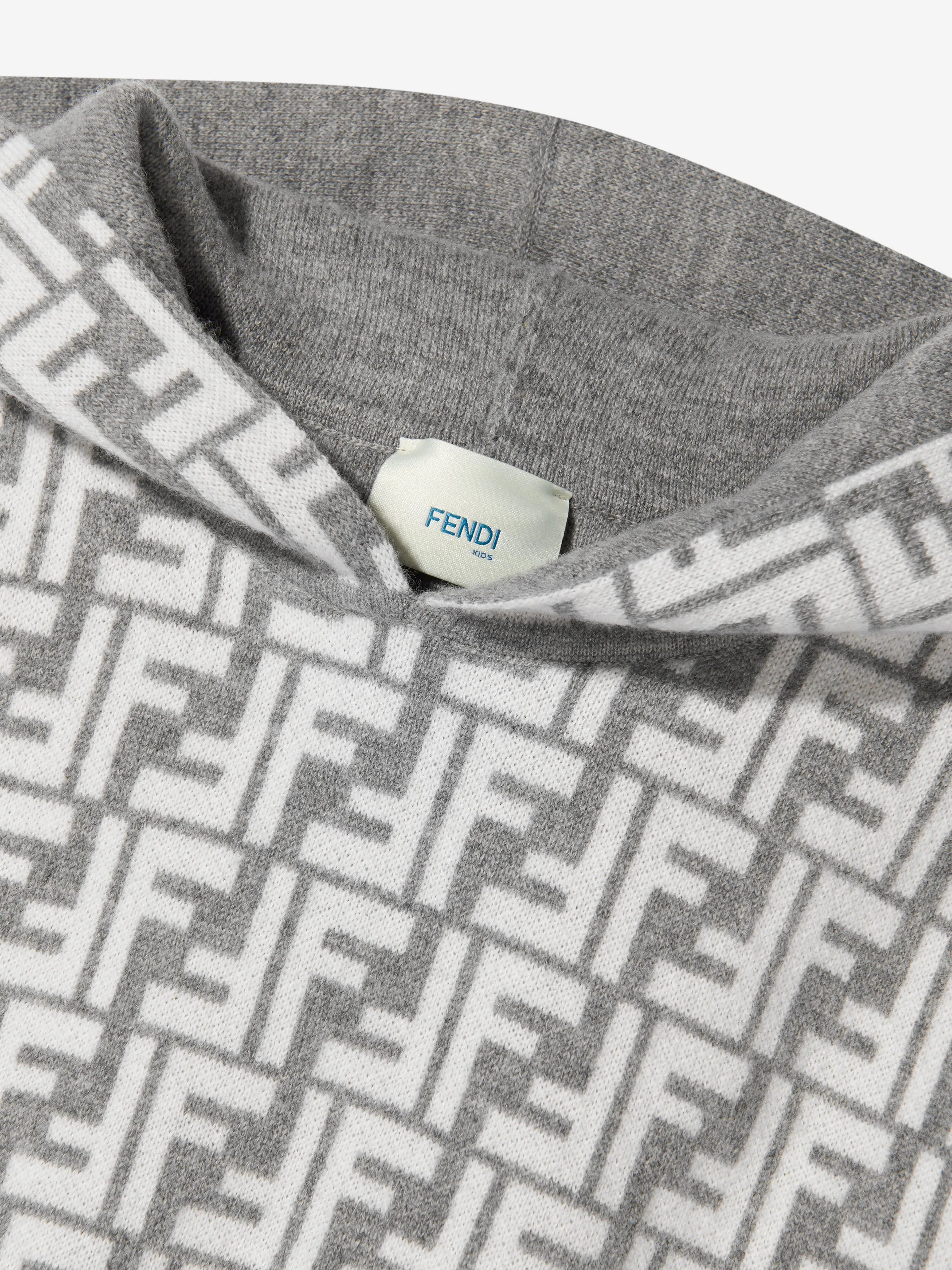 Fendi Girls Cashmere Hooded FF Dress