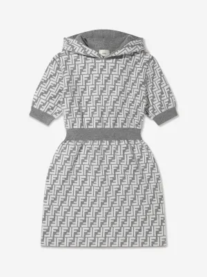 Fendi Girls Cashmere Hooded FF Dress