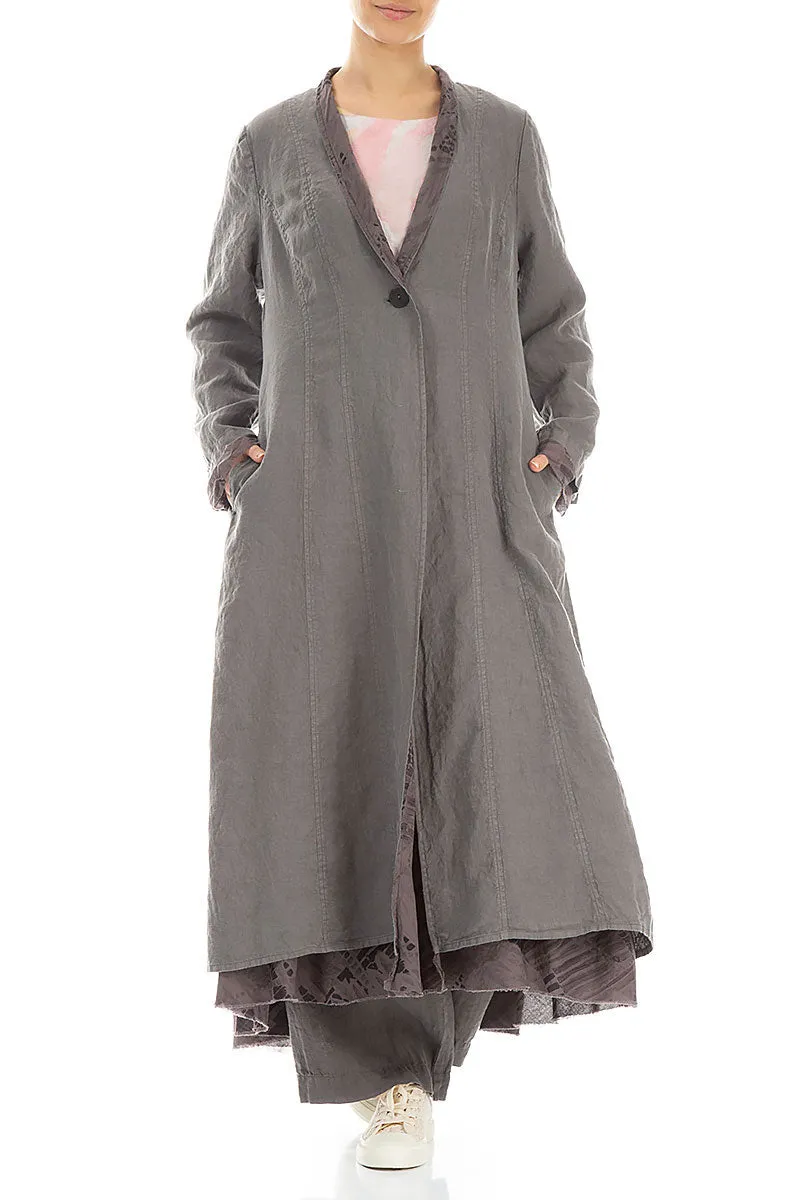 Flared Truffle Lined Linen Jacket
