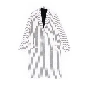 FW19 Ivory Wool Coat with Black Stripes Runway Sample