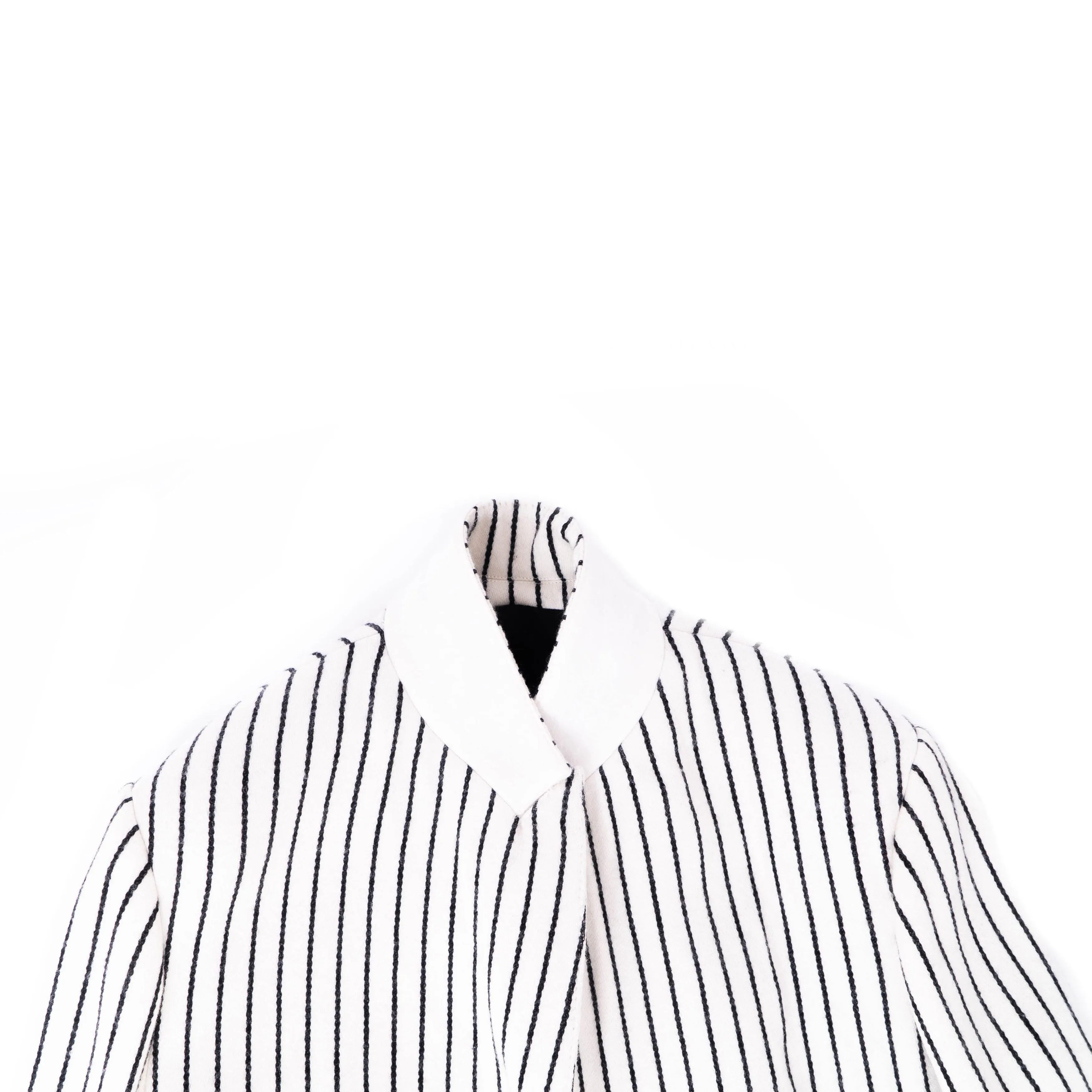 FW19 Ivory Wool Coat with Black Stripes Runway Sample