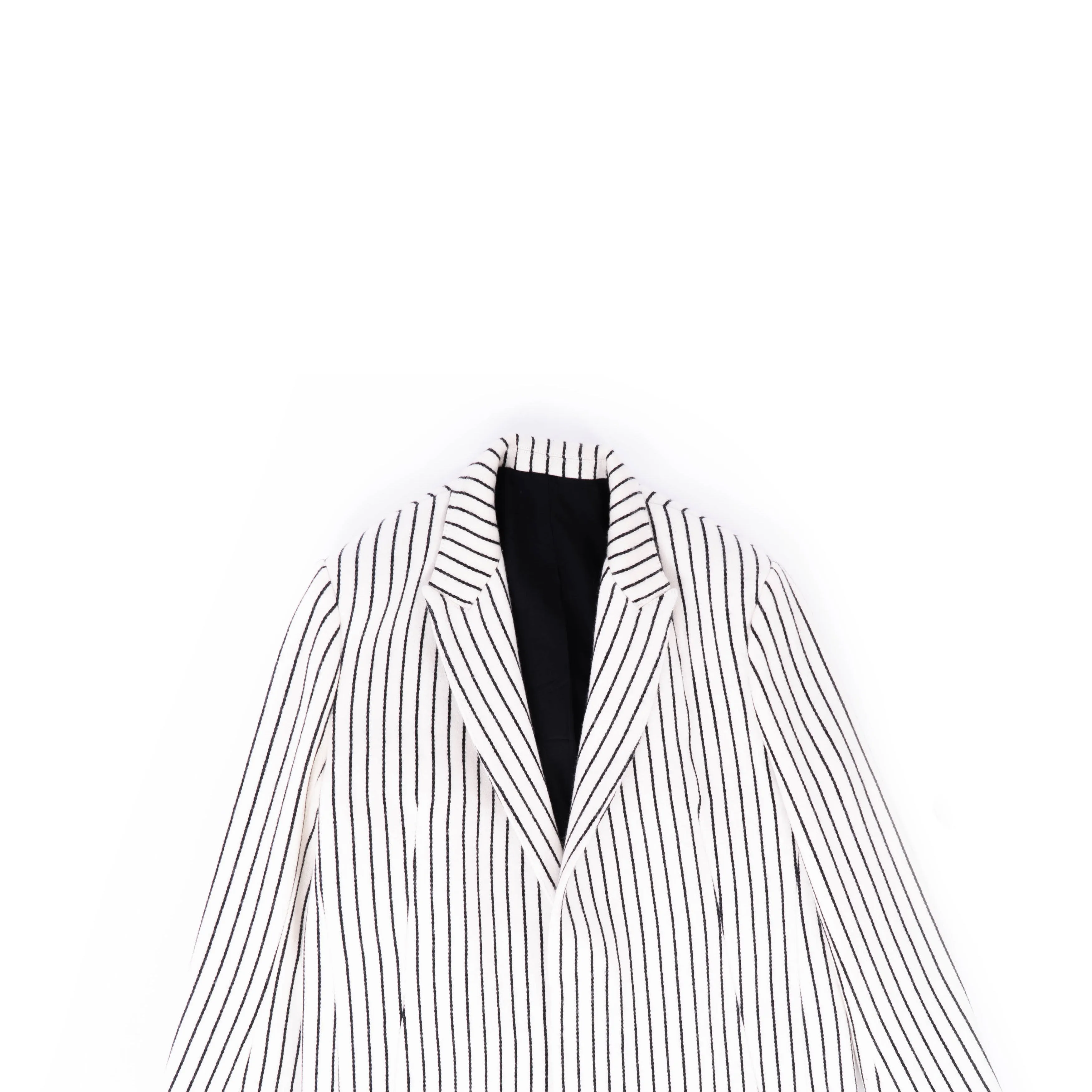FW19 Ivory Wool Coat with Black Stripes Runway Sample