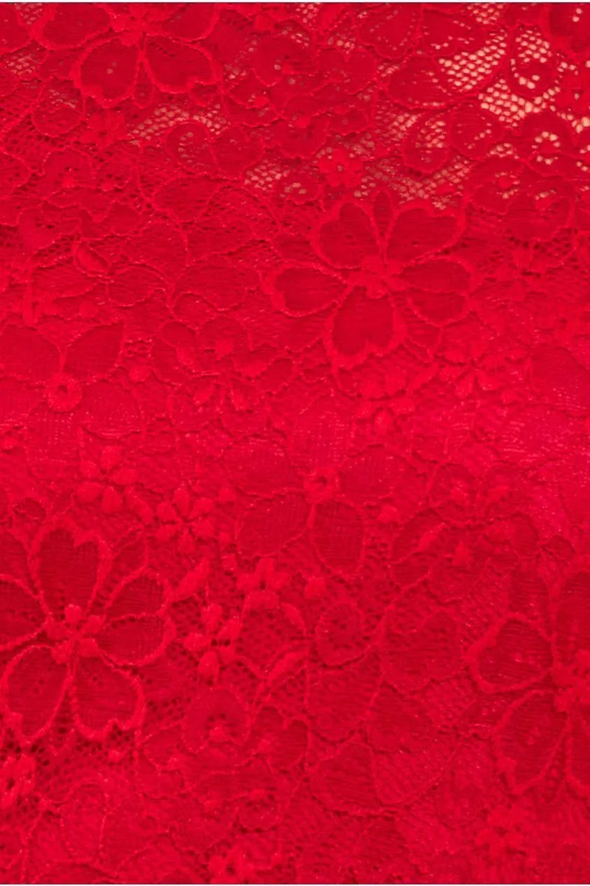 Goddiva Flutter Sleeve Lace A-Line Midi Dress - Red