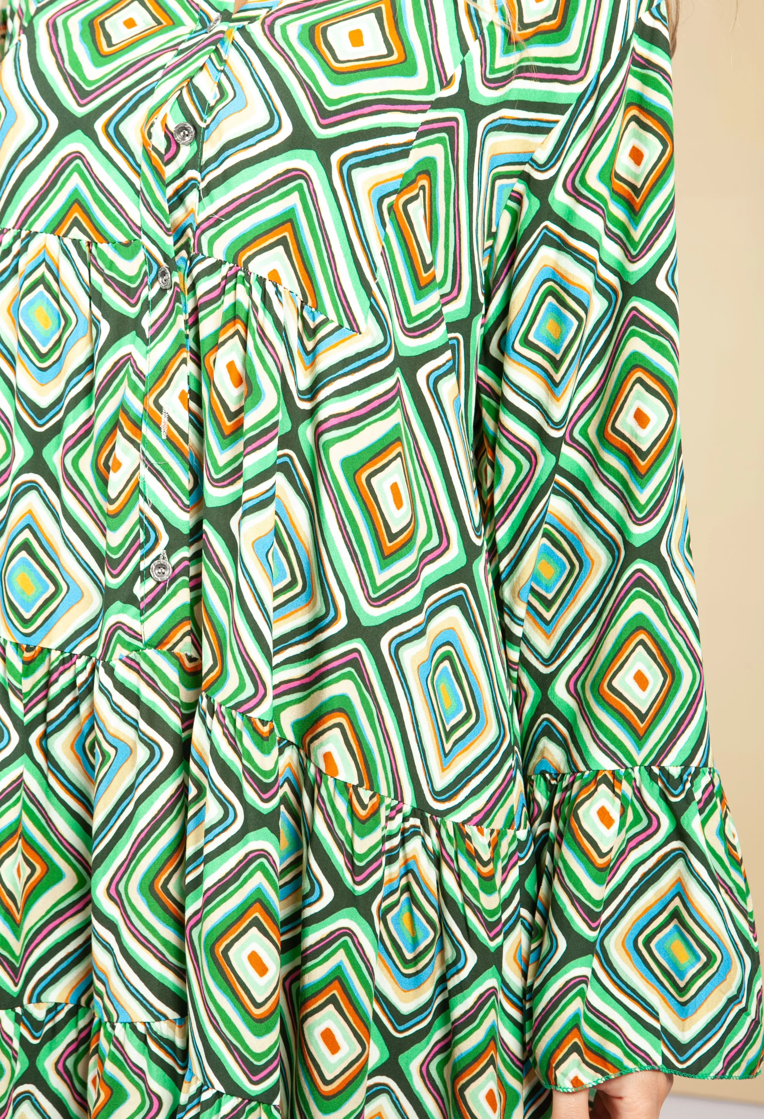 Groovy Green Print Dress
