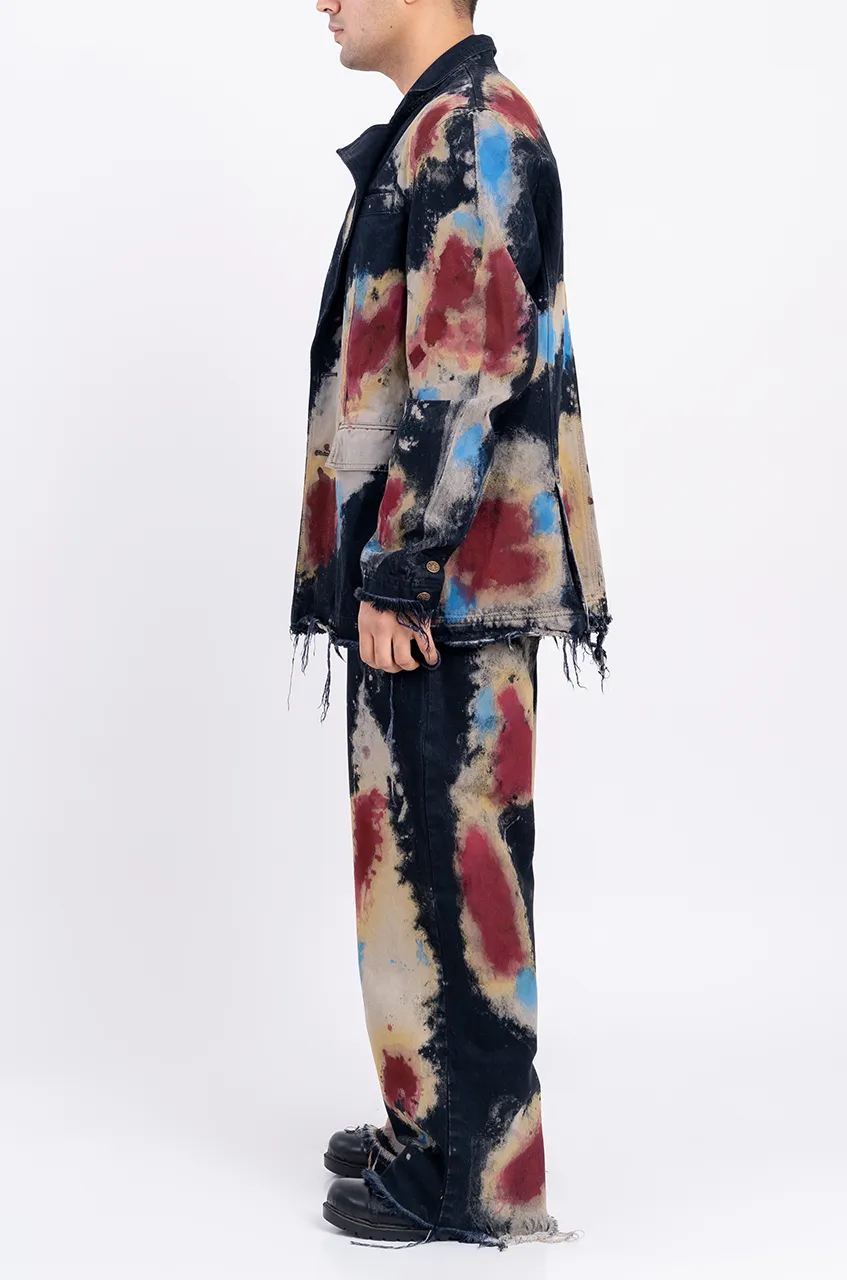 Huemn Blood Washed Distressed Edge Denim Blazer