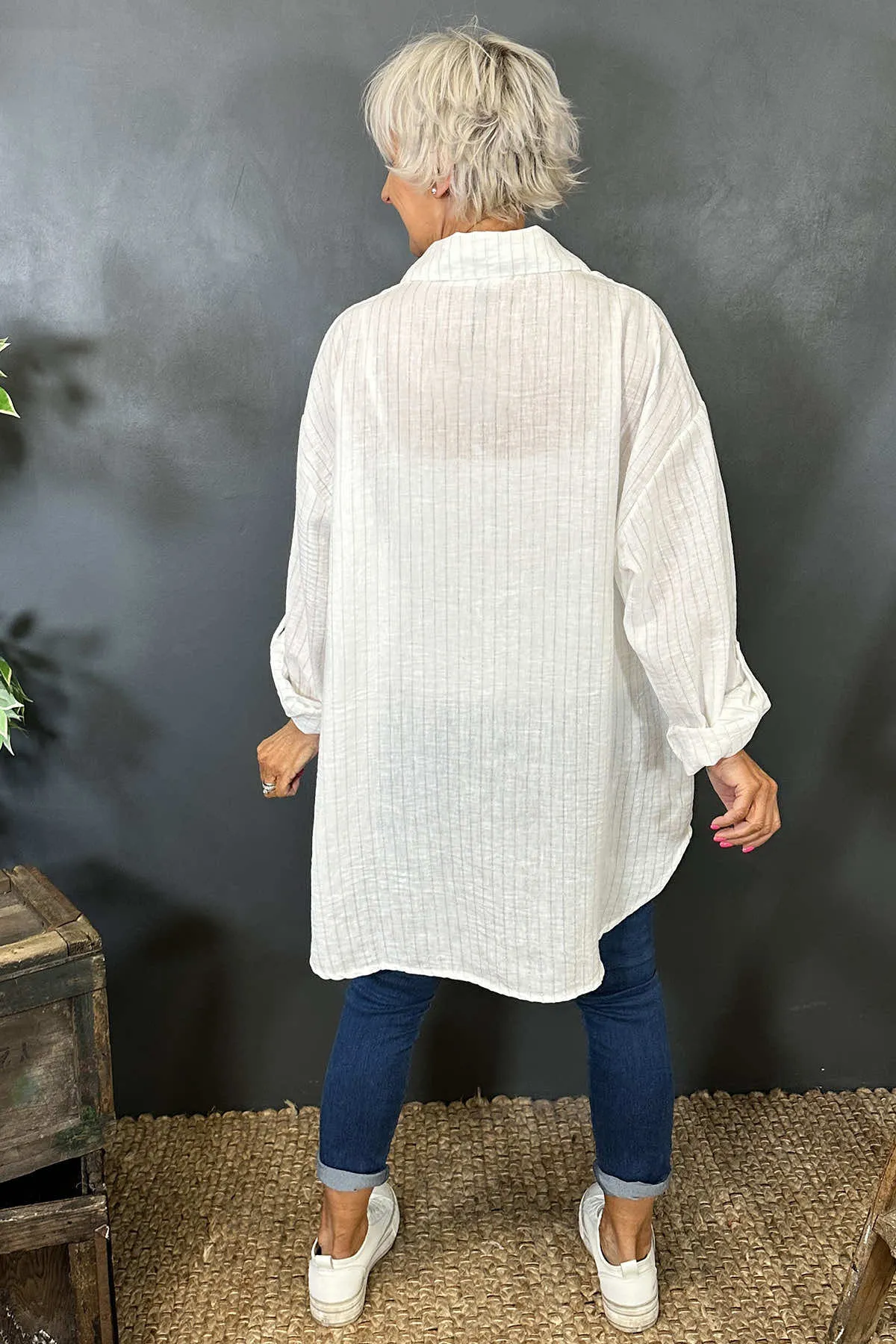 Jessica Stripe Shirt White