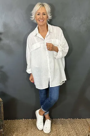 Jessica Stripe Shirt White