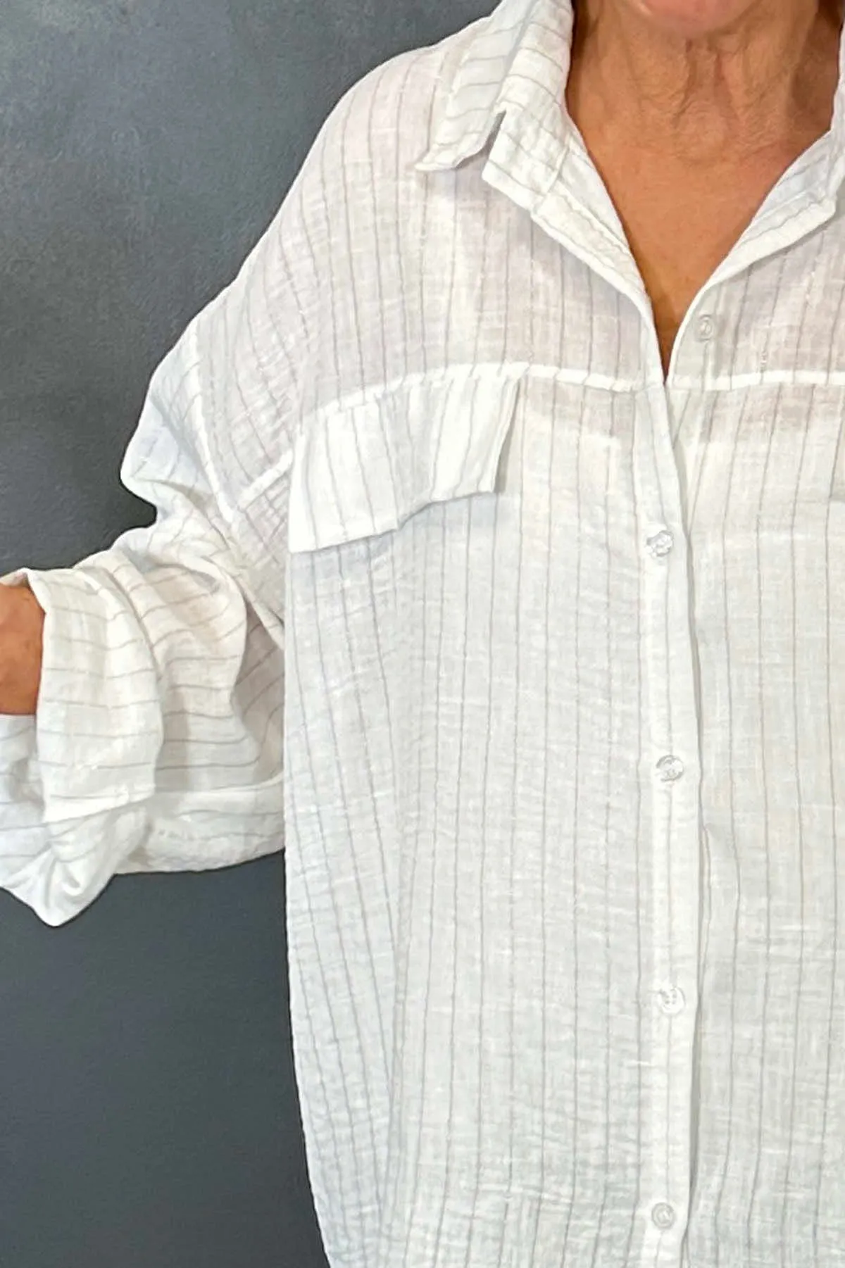 Jessica Stripe Shirt White