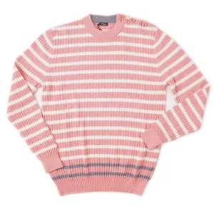 Kiton Cotton-Cashmere Sweater in Coral Pink Stripe