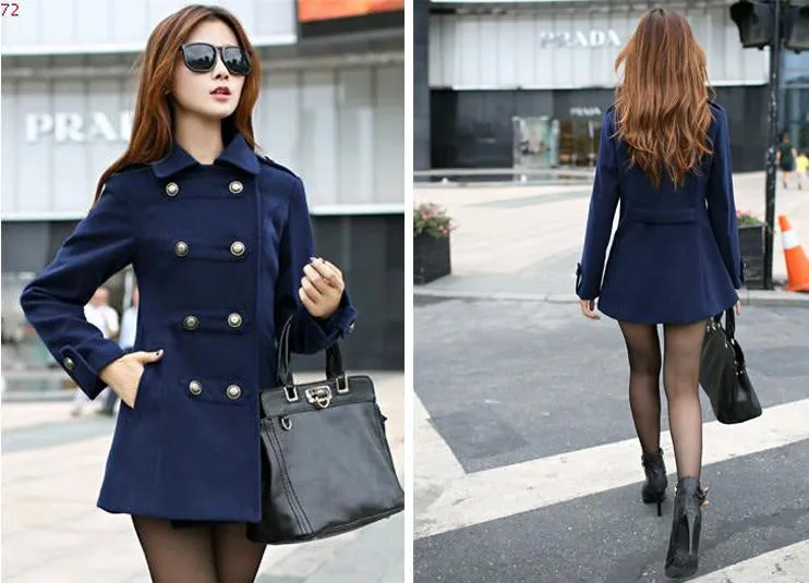 Korean Slim Look Women Woolen Coat Mid-Length Wool Outerwear