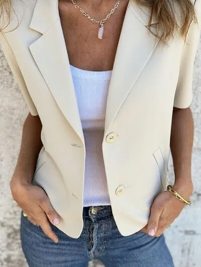 Lapel Collar Half Sleeve Blazer