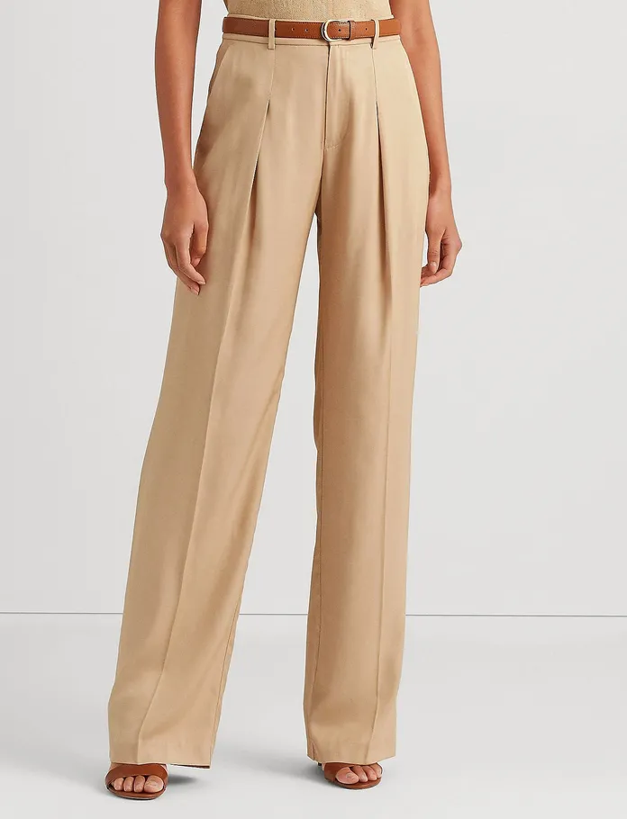 LAUREN RALPH LAUREN Pleated Twill Wide-Leg Pants