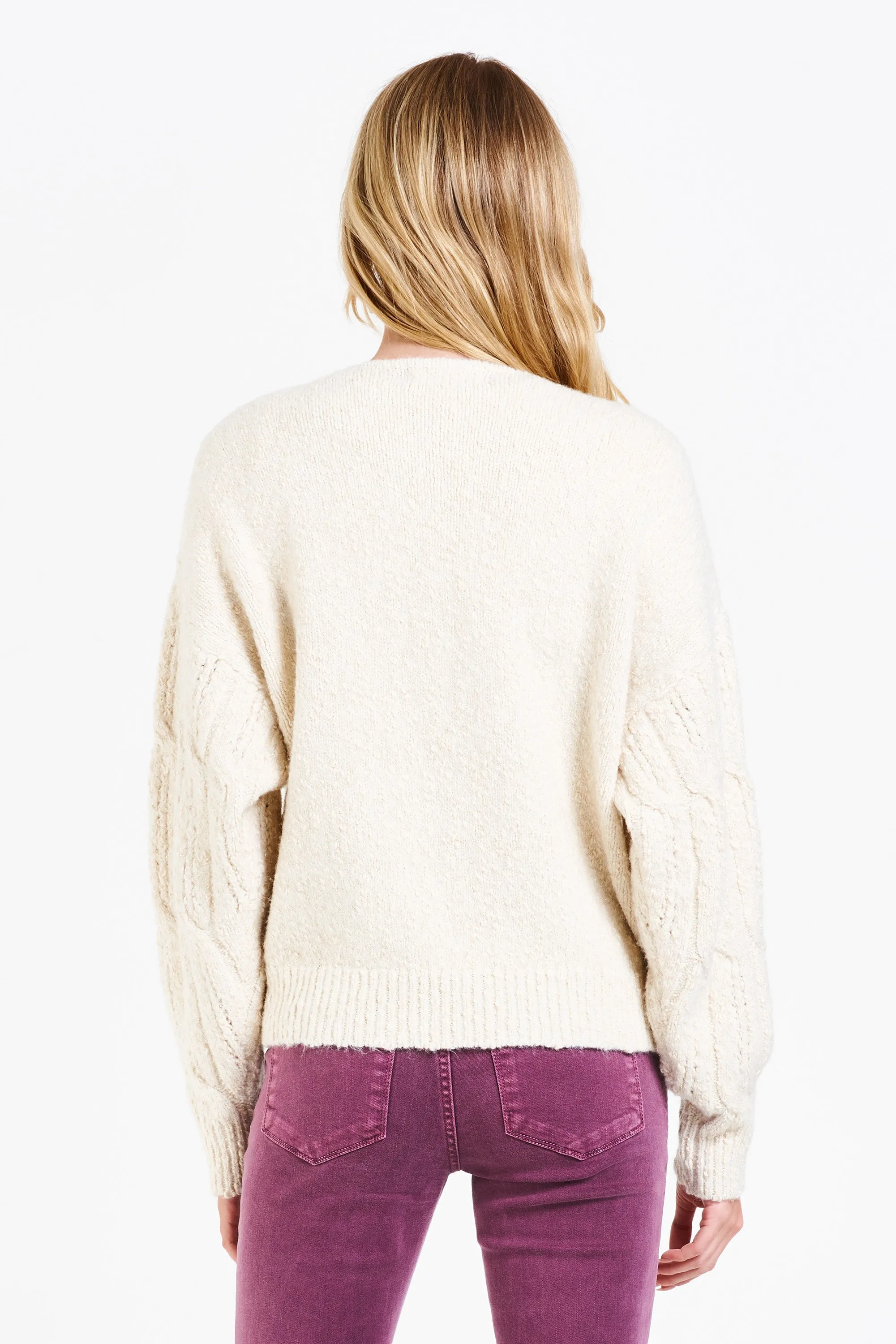 LEXI DROP SHOULDER SWEATER SHIMMER CREAM