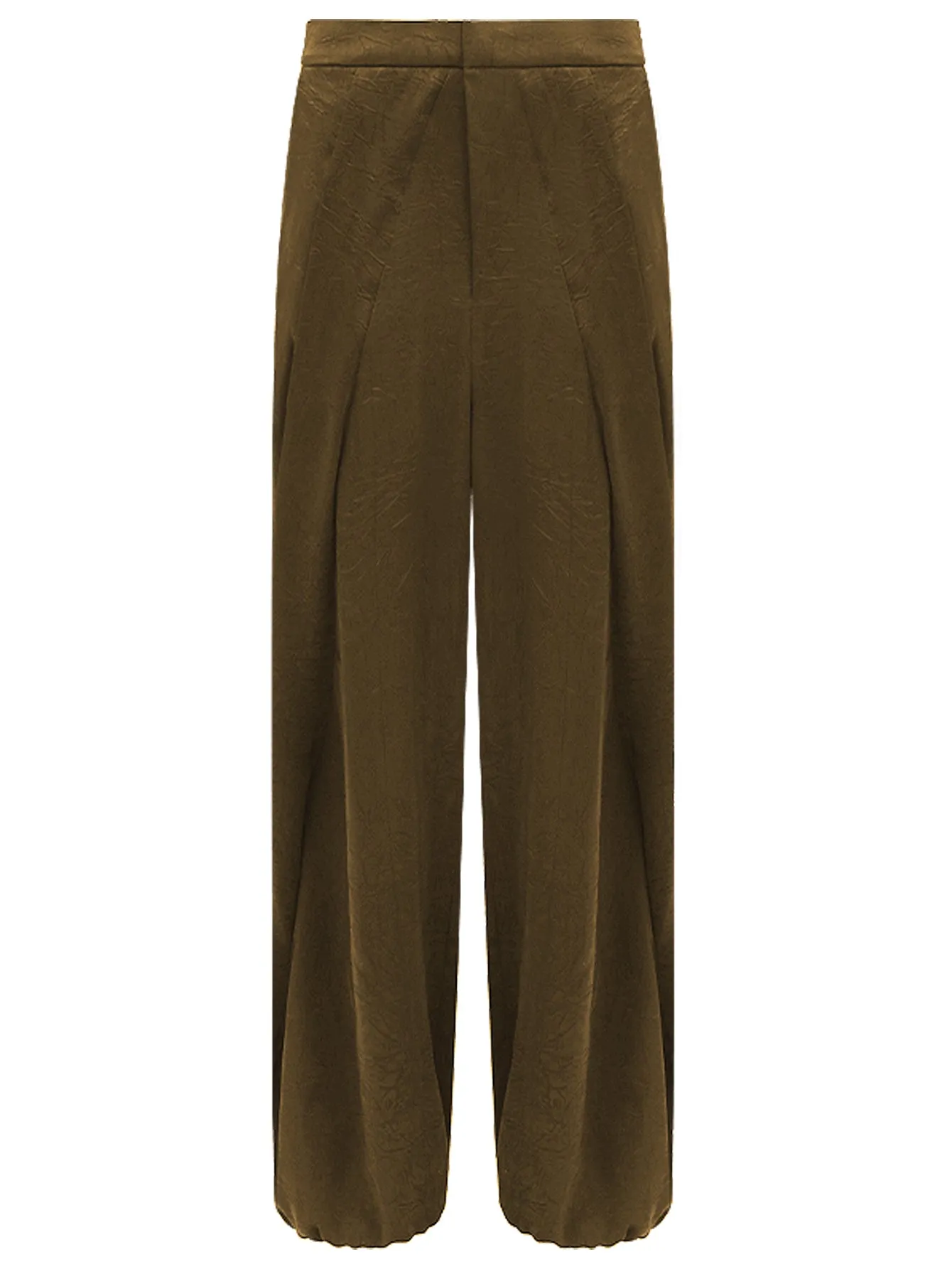 Luxurious Brown Satin High Waist Pleated Pants