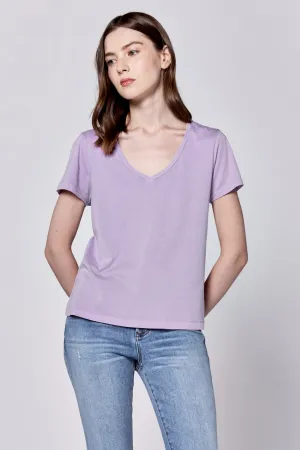 MADELYN V-NECK SHORT SLEEVE RELAXED FIT TOP ORCHID BLOOM