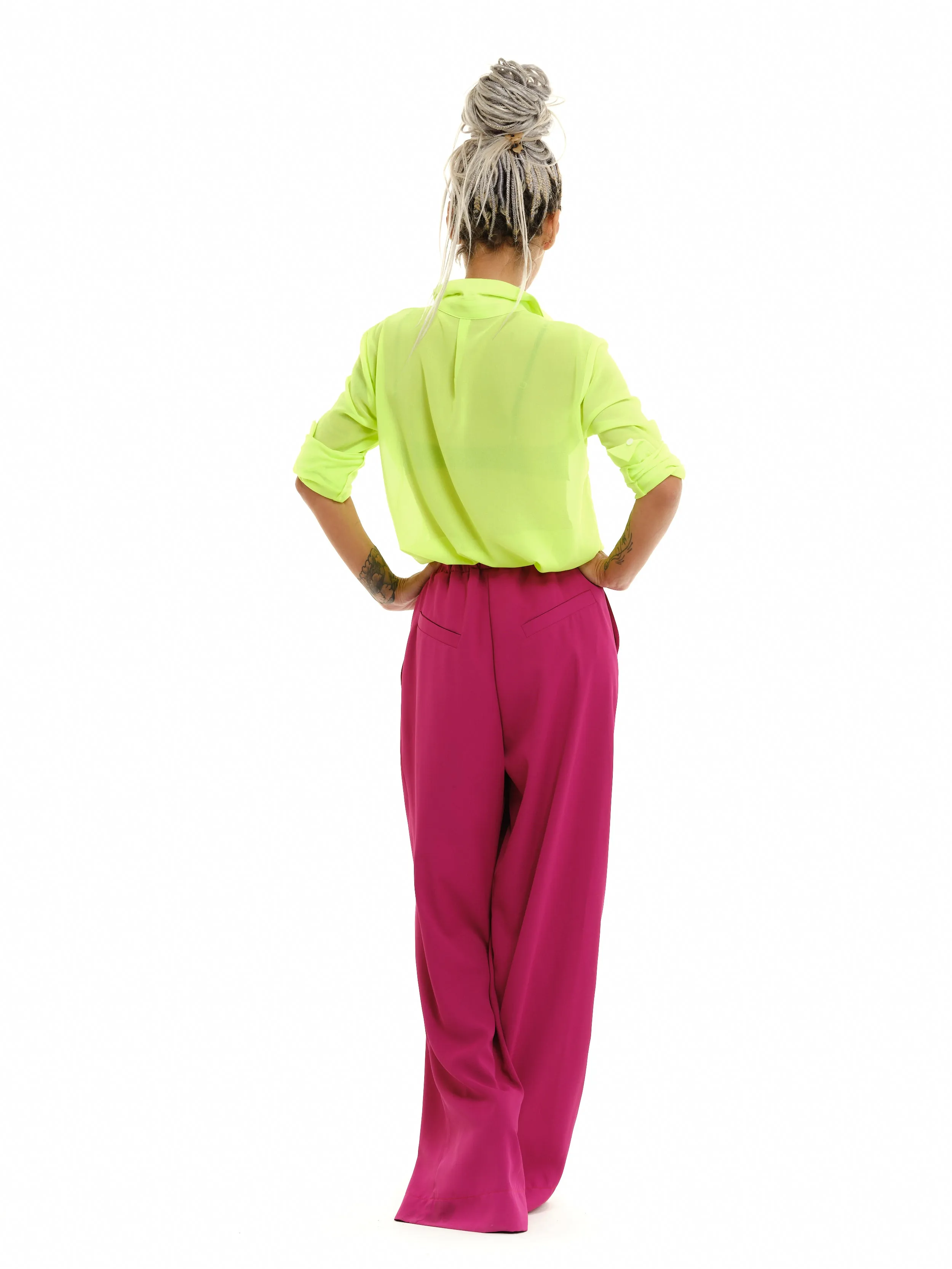 Magenta Wide-Leg Pants