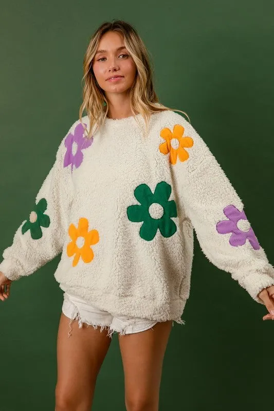 Mardi Gras Flower Fleece