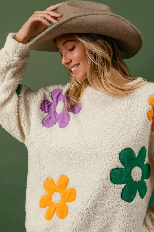 Mardi Gras Flower Fleece