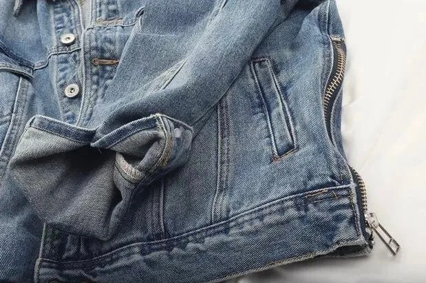 Mid Blue Wash Zip Up Jacket