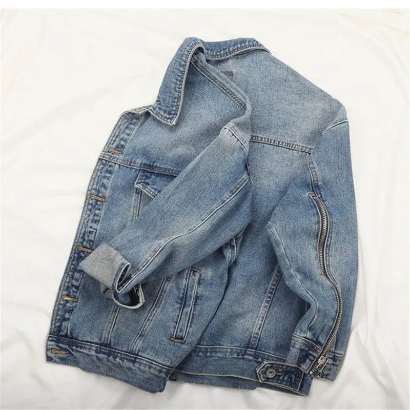 Mid Blue Wash Zip Up Jacket