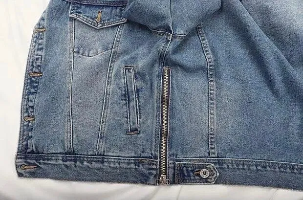 Mid Blue Wash Zip Up Jacket