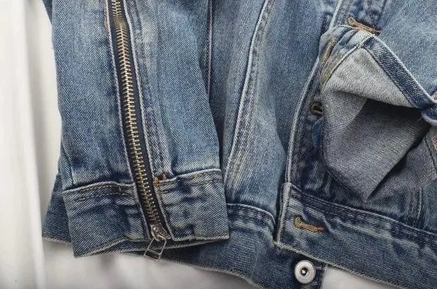Mid Blue Wash Zip Up Jacket