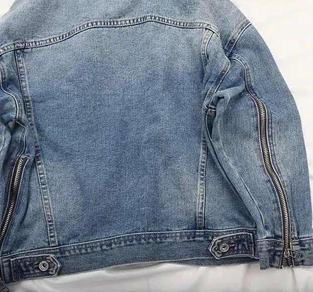 Mid Blue Wash Zip Up Jacket