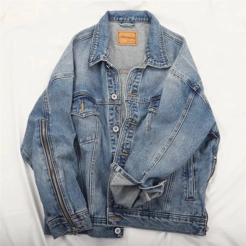 Mid Blue Wash Zip Up Jacket