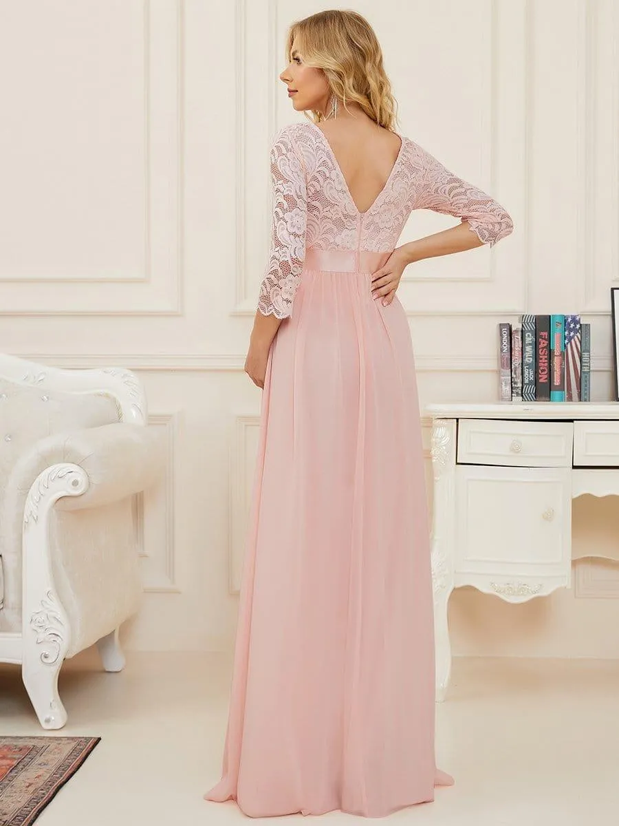 Milly | Sweetheart 3/4 Sleeve Floor-Length Lace Maternity Dress