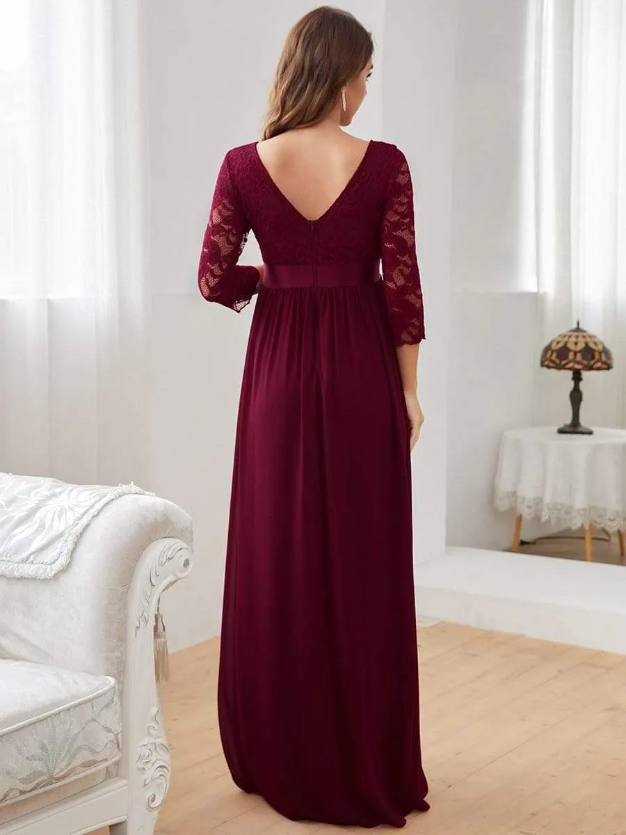 Milly | Sweetheart 3/4 Sleeve Floor-Length Lace Maternity Dress