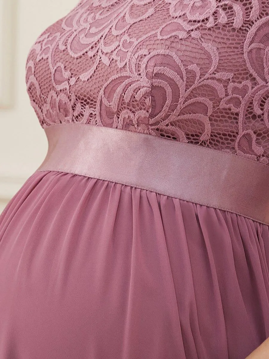 Milly | Sweetheart 3/4 Sleeve Floor-Length Lace Maternity Dress
