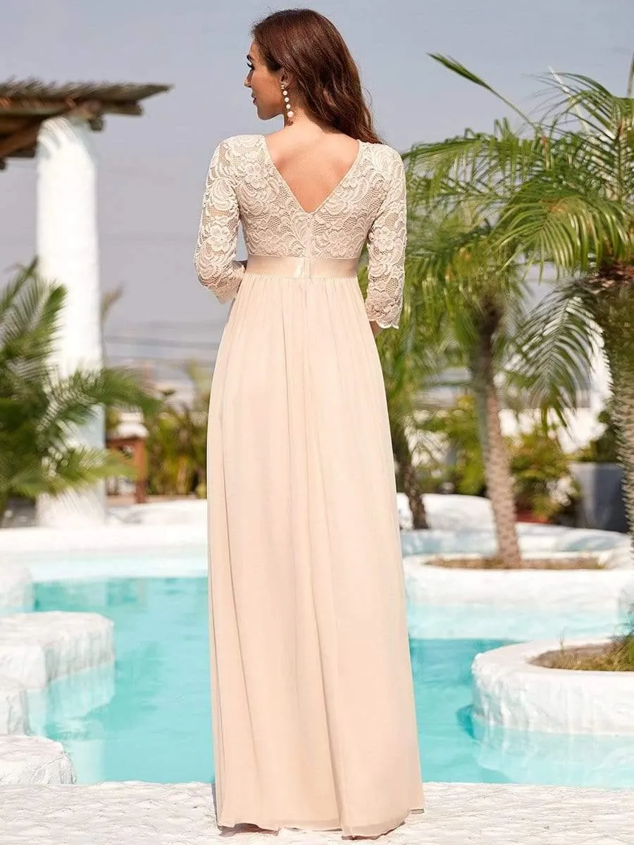 Milly | Sweetheart 3/4 Sleeve Floor-Length Lace Maternity Dress