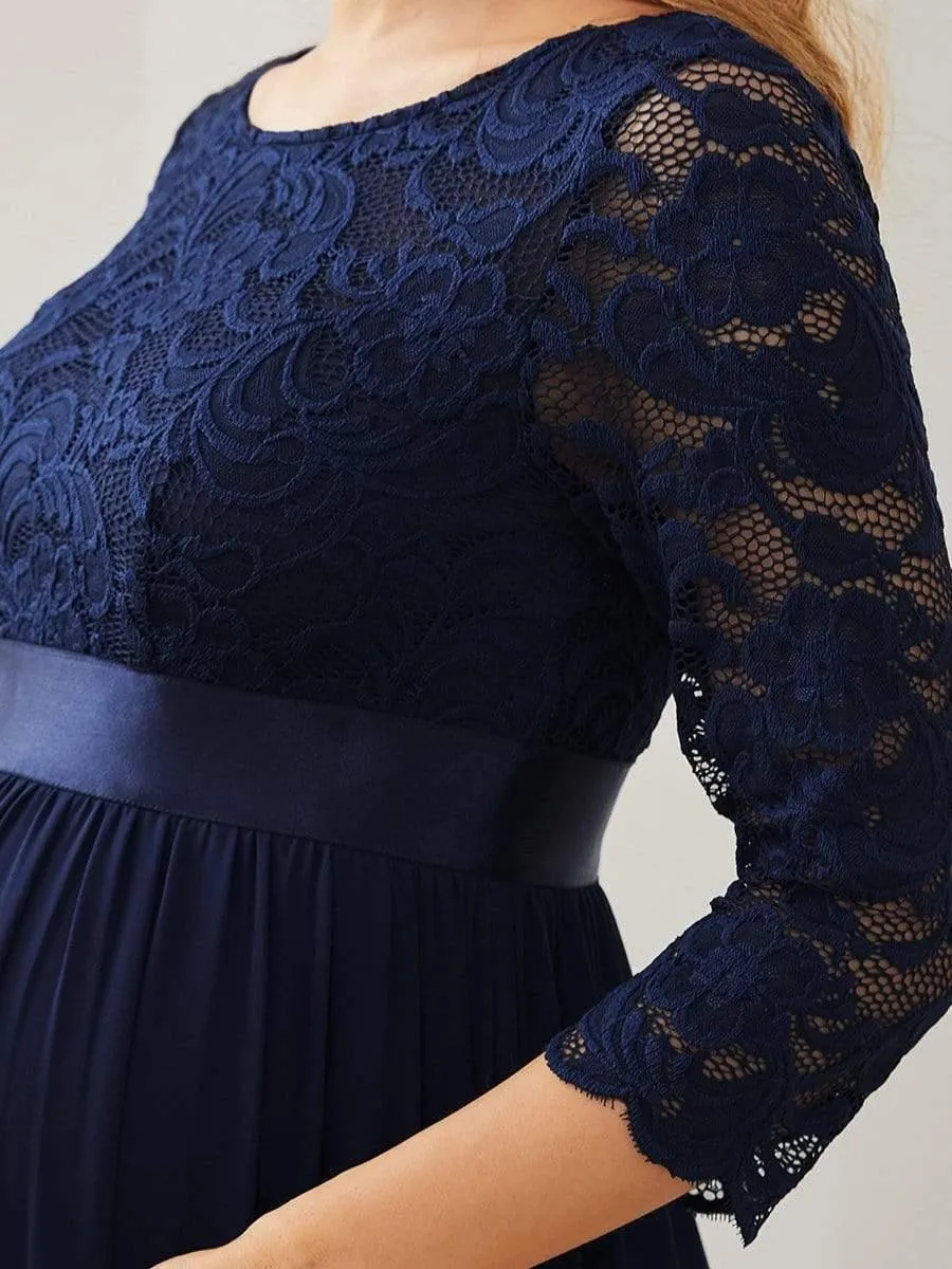 Milly | Sweetheart 3/4 Sleeve Floor-Length Lace Maternity Dress