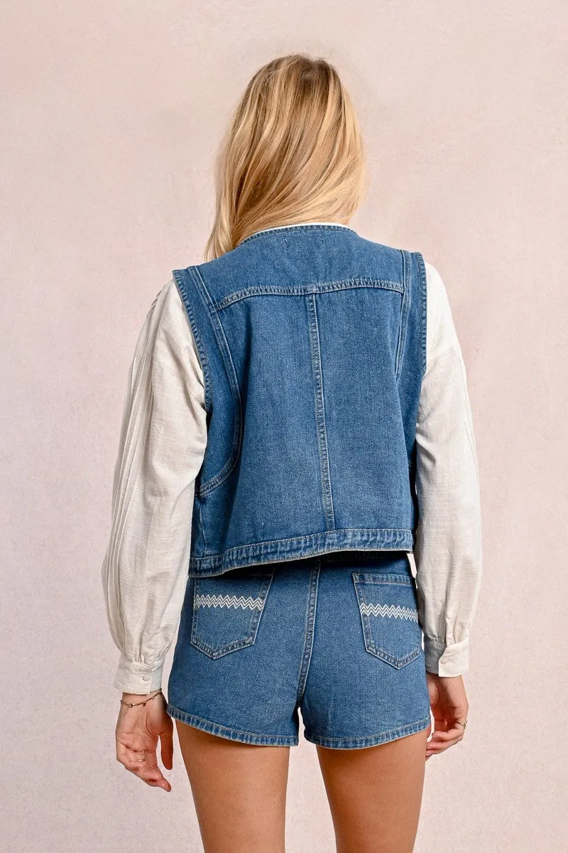 Molly Bracken Denim Gilet Jacket