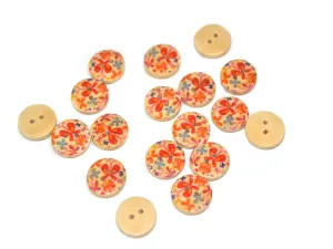 Multicolour Butterflies Printed 2 Hole Wooden Buttons