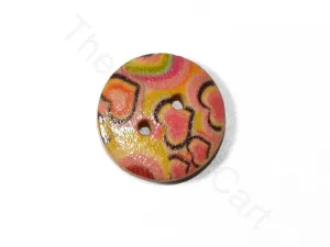 Multicolour Hearts Design Wooden Buttons