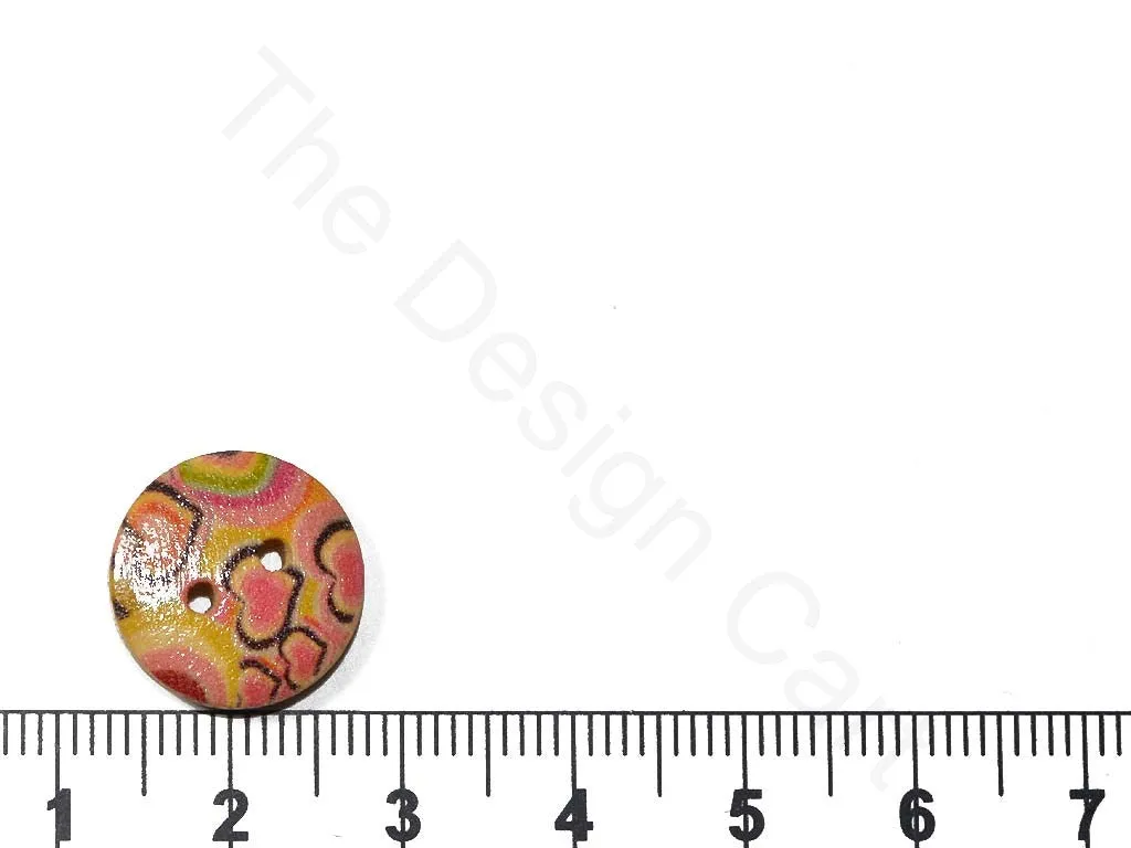 Multicolour Hearts Design Wooden Buttons