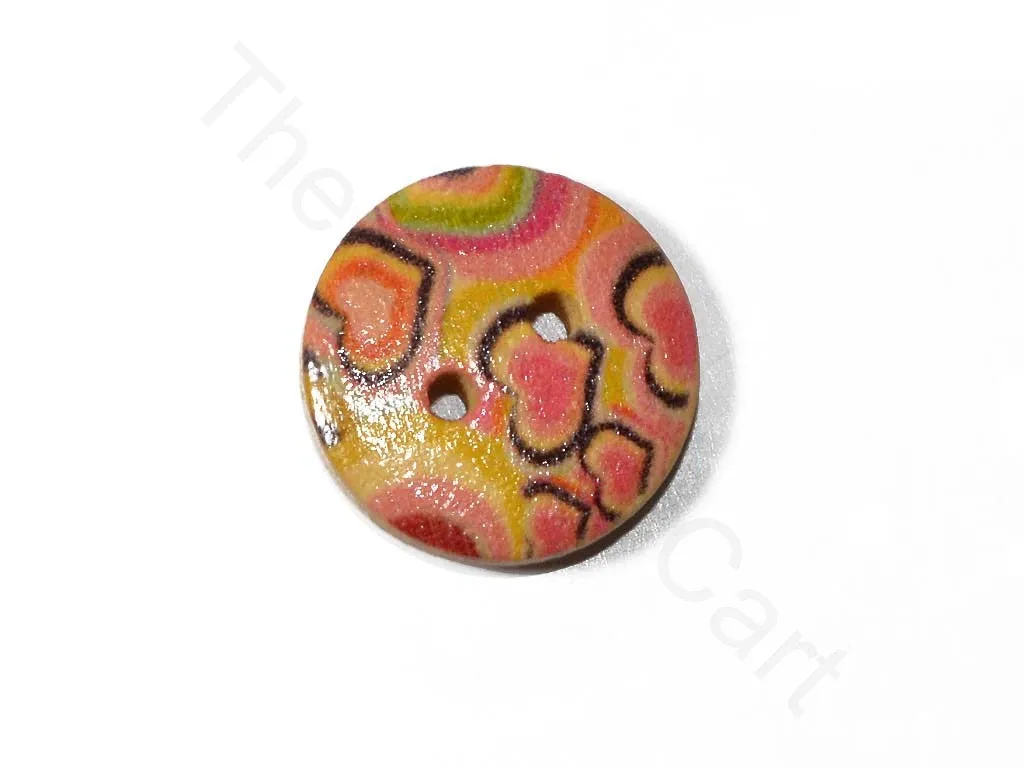 Multicolour Hearts Design Wooden Buttons