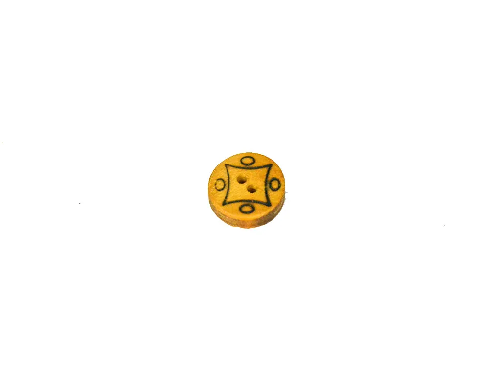 Mustard Geometric Printed 2 Hole Wooden Buttons - 24L