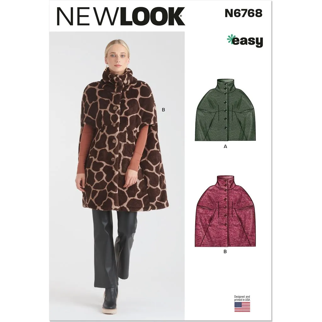 New Look Sewing Pattern N6768 Misses' Cape