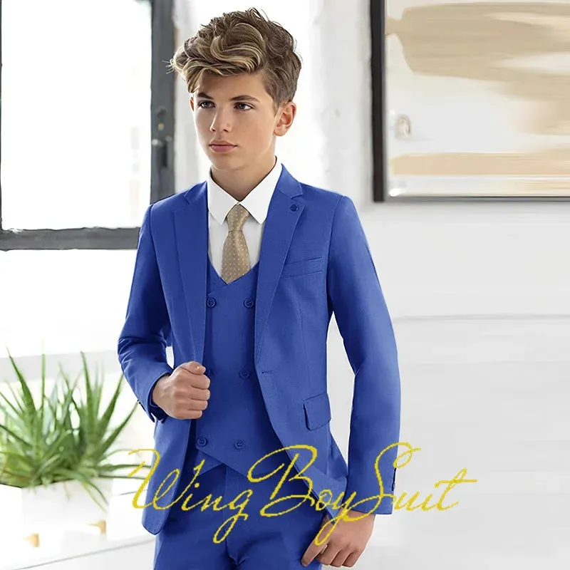 New Stylish Ivory Boys Suit 3 Piece Jacket Pants Vest Formal Slim Design Blazer for Kids Wedding Tuxedo Business Clothing