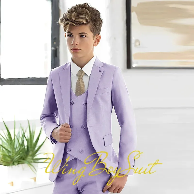 New Stylish Ivory Boys Suit 3 Piece Jacket Pants Vest Formal Slim Design Blazer for Kids Wedding Tuxedo Business Clothing