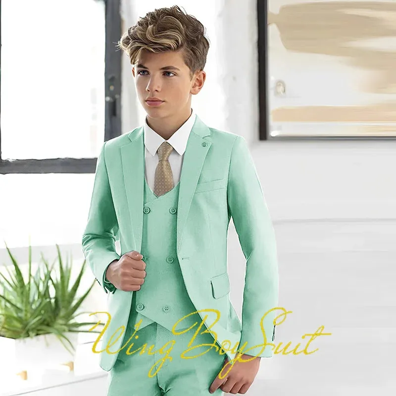 New Stylish Ivory Boys Suit 3 Piece Jacket Pants Vest Formal Slim Design Blazer for Kids Wedding Tuxedo Business Clothing