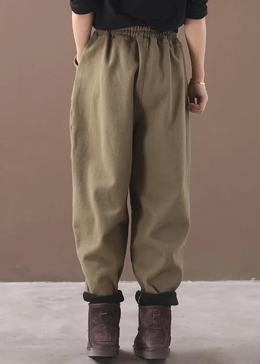 new thick cotton harem pants false pockets army green pants