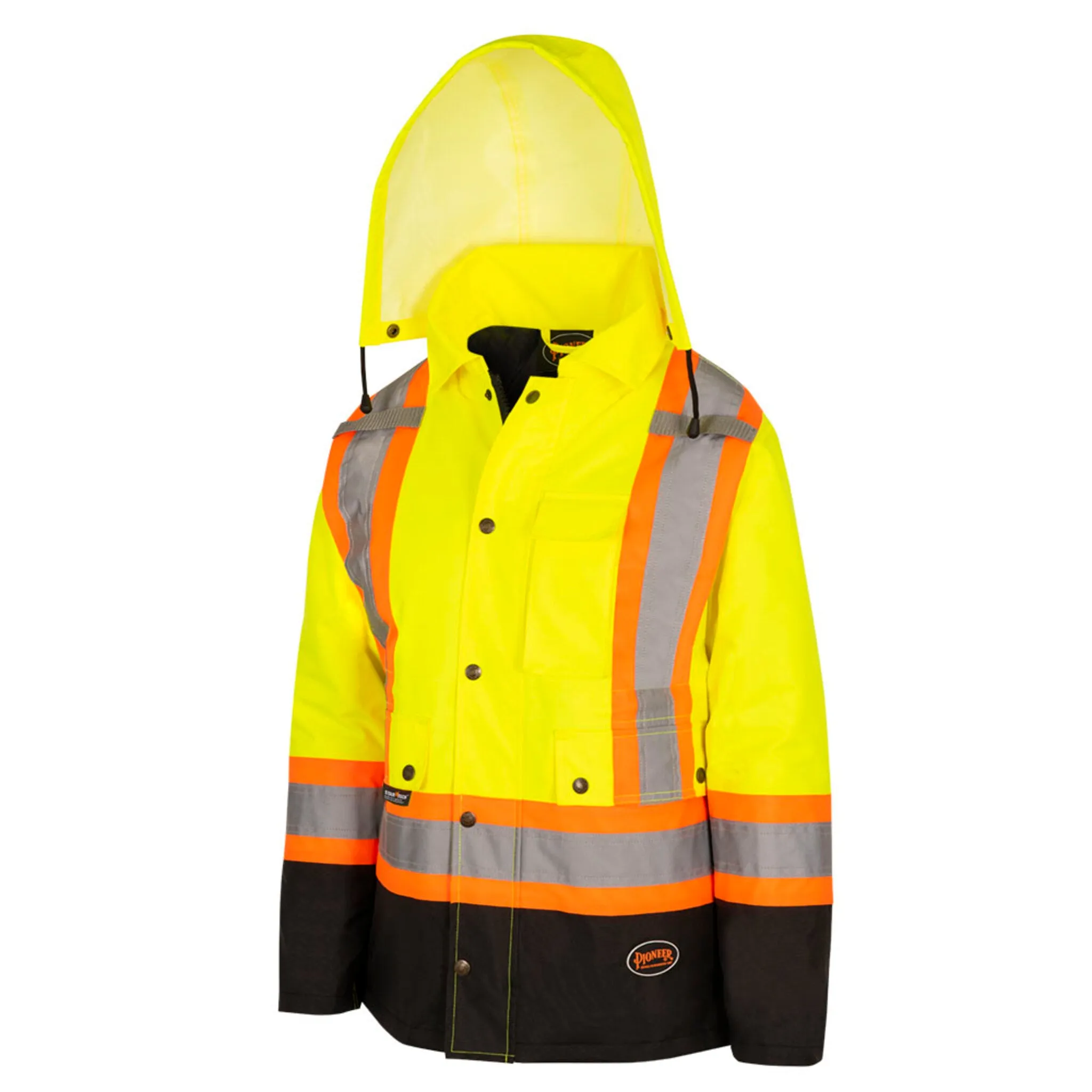 Pioneer Women's Hi-Vis 7-in-1 Waterproof Safety Jacket, Reflective, Weatherproof, Versatile Workwear – Adaptable Protection and Comfort | Sizes XS-4XL
