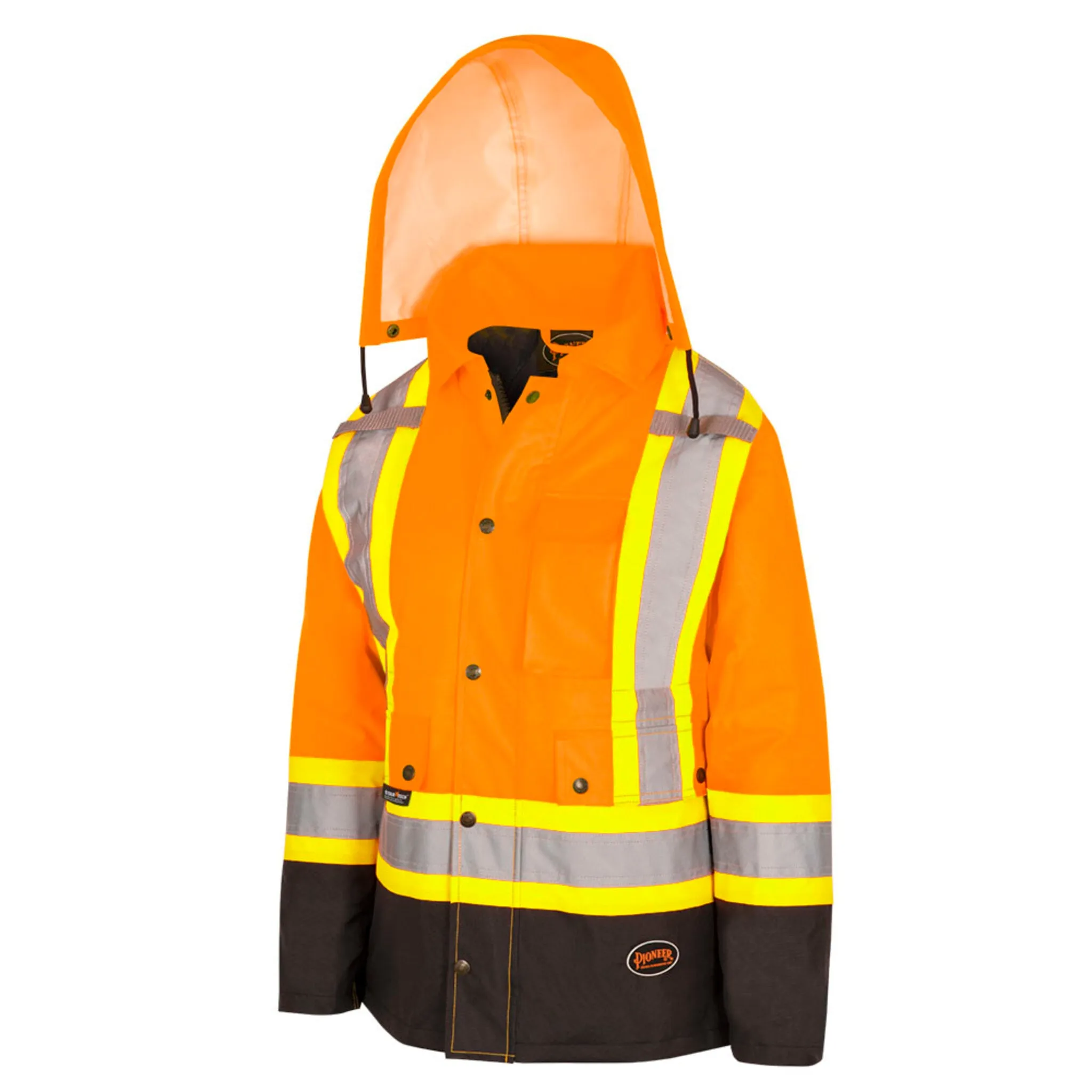 Pioneer Women's Hi-Vis 7-in-1 Waterproof Safety Jacket, Reflective, Weatherproof, Versatile Workwear – Adaptable Protection and Comfort | Sizes XS-4XL