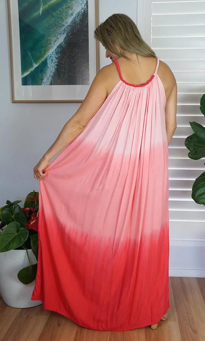 Rayon Dress Delta Long Dip Dye, More Colours